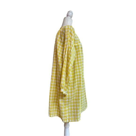 Madewell Yellow Check Gingham Long Sleeve Mini Womens Size L Shift Cotton Casual - Picture 3 of 14